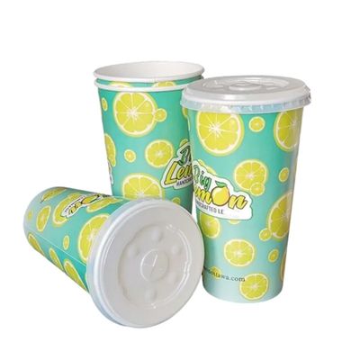 os copos de papel descartáveis da cola do PLA do PE de 22oz 640ml forram os copos frios 300gsm da bebida