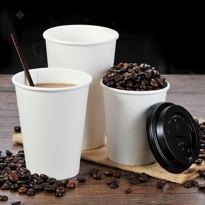 Tampas descartáveis de Juice White Paper Cups With dos copos de papel da bebida fria da soda de 12OZ 300gsm